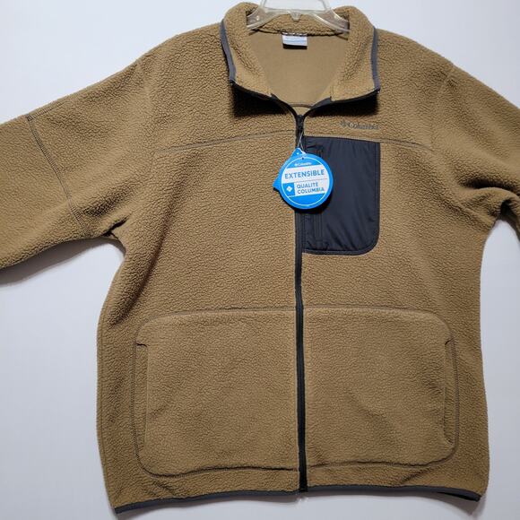NWT Columbia Rugged Ridge Sherpa Brown Fleece Mens XL Full Zip AM0478 - Picture 10 of 12